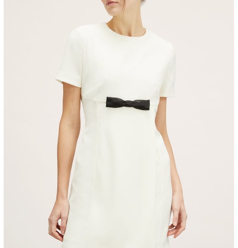 Къса рокля-тениска с панделка - Бял/Черен Motivi