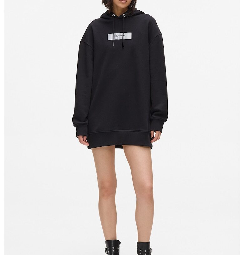 Къса рокля тип худи с лого - Черен KARL LAGERFELD JEANS