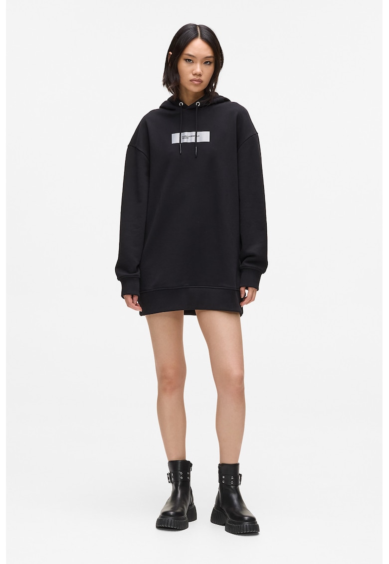 Къса рокля тип худи с лого - Черен KARL LAGERFELD JEANS