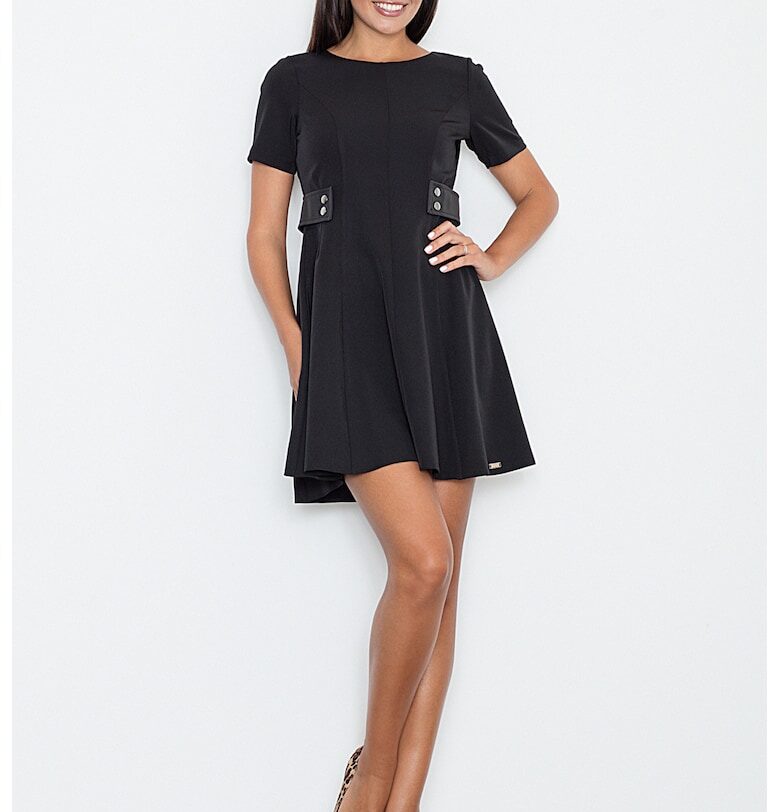 Къса рокля -  черна - за всеки повод - полиестер Figl