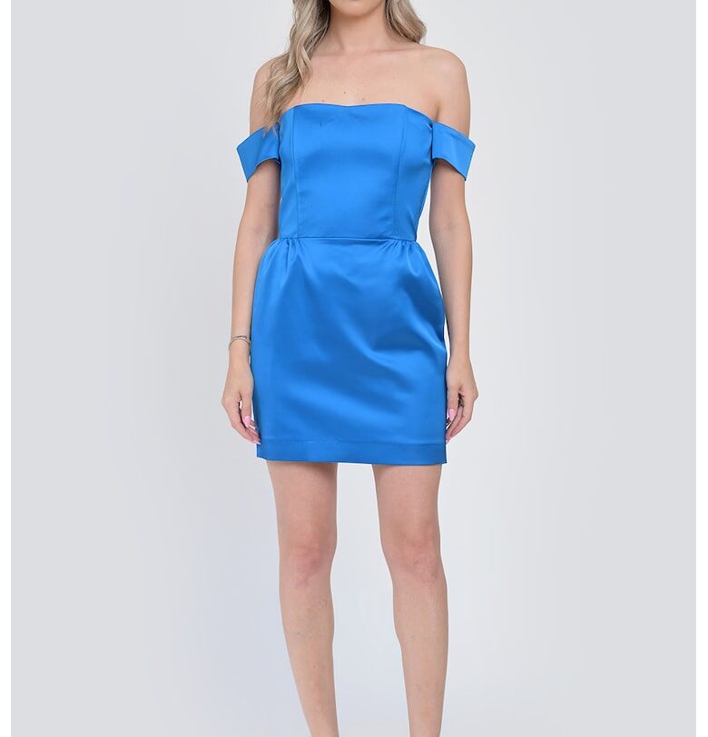 Къса сатинирана рокля Marina - Кралско Синьо GIORGAL