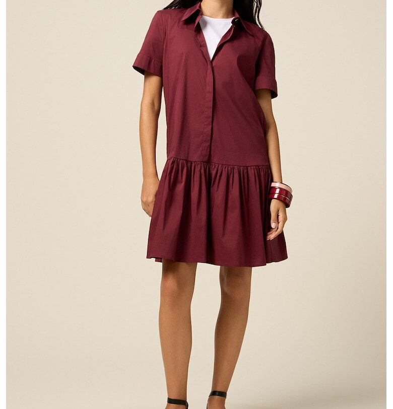 Къса свободна рокля - Коняк кафяв Oltre