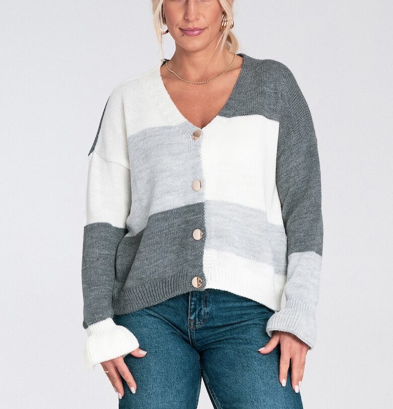 Къса сива жилетка  за жени - топла акрилна материя Figl