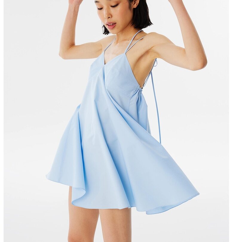 Къса стелеща се рокля - Светлосин TWIST