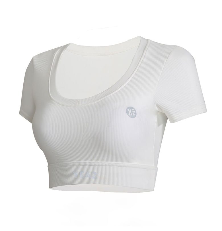 Къса фитнес тениска - Бял YEAZ