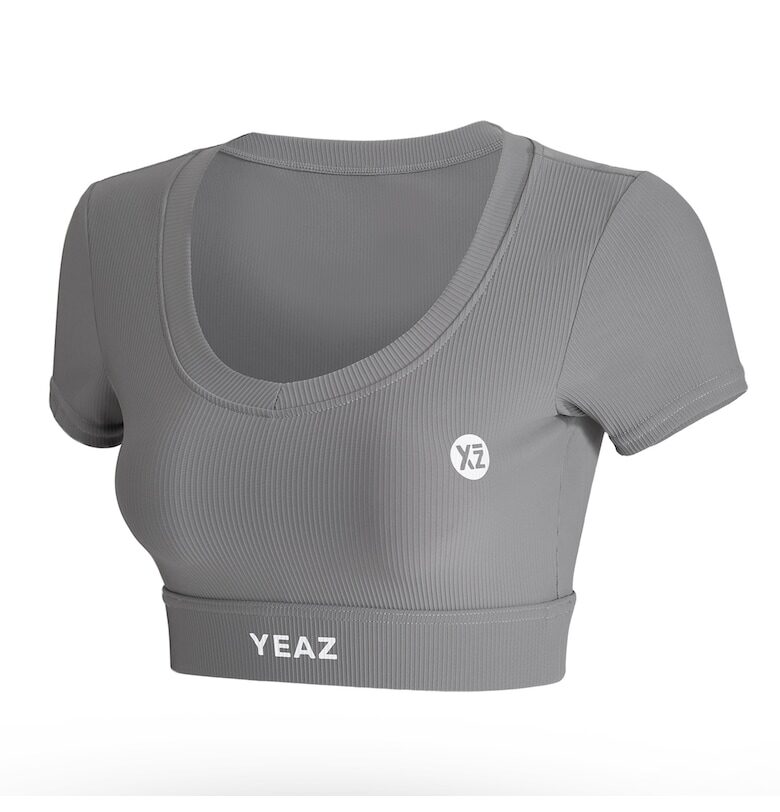 Къса фитнес тениска - Сив YEAZ