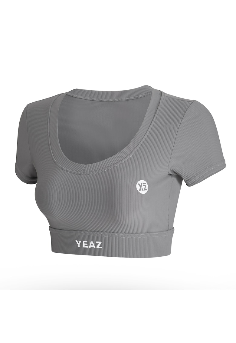 Къса фитнес тениска - Сив YEAZ