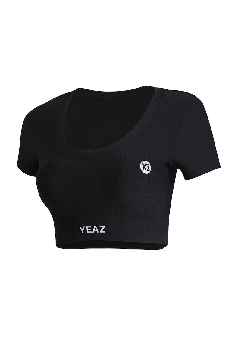 Къса фитнес тениска - Черен YEAZ