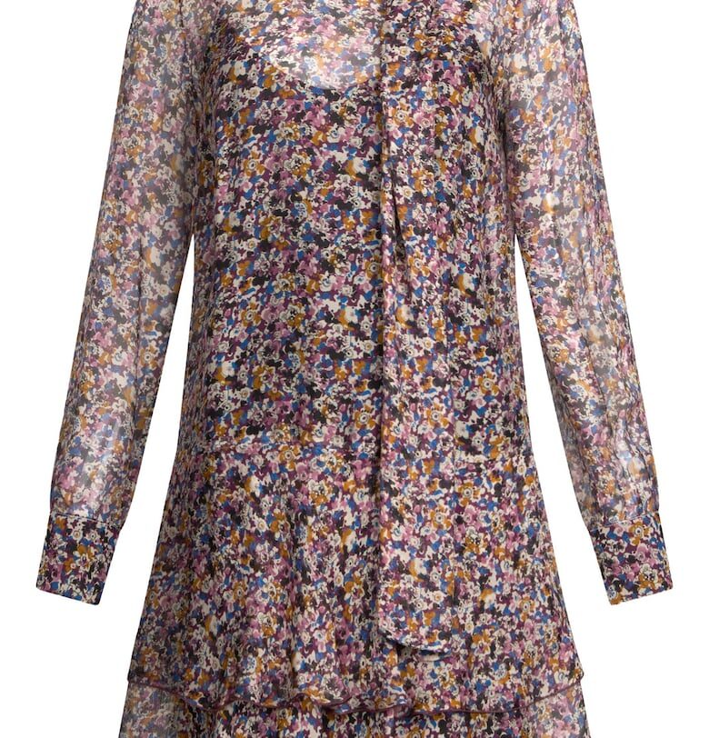 Къса флорална рокля с коприна - Розово/Син Liu Jo