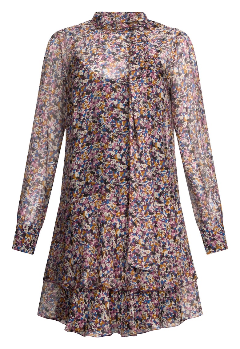 Къса флорална рокля с коприна - Розово/Син Liu Jo