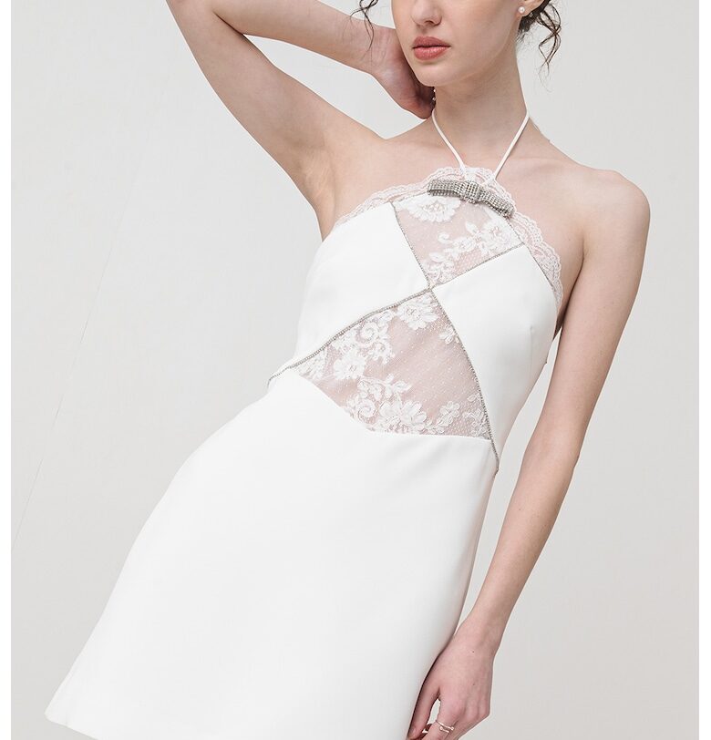 Къса халтер рокля - Бял SELF-PORTRAIT