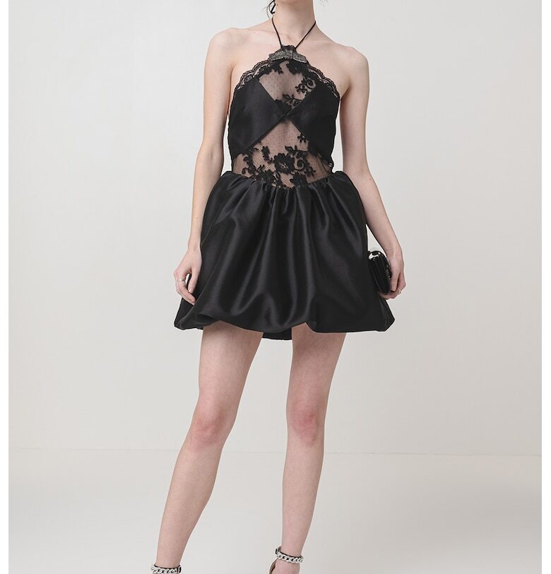 Къса халтер рокля - Черен SELF-PORTRAIT