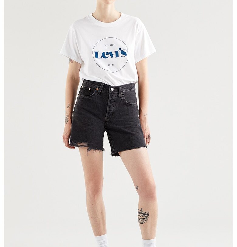 Къси дънки 501® с висока талия - Избеляло черно Levis