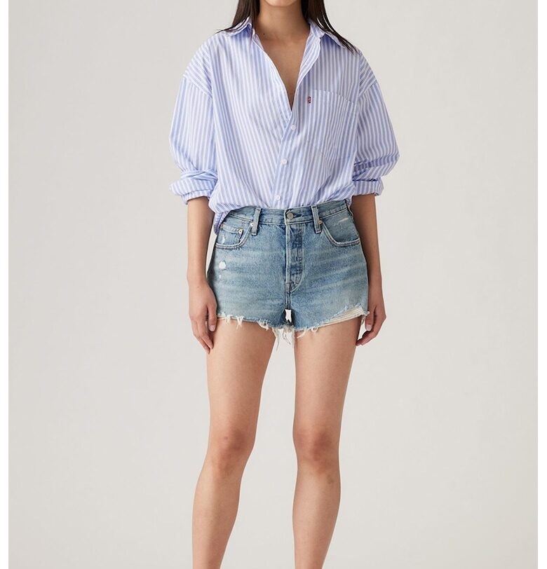 Къси дънки 501® с висока талия - Петролно синьо Levis