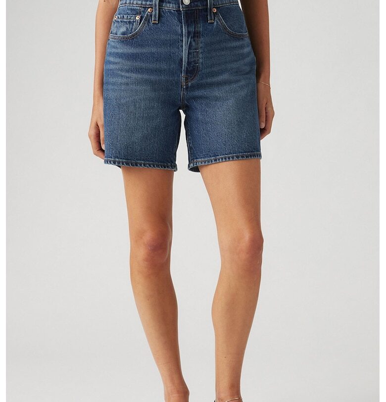 Къси дънки 501® с висока талия - Прашно синьо/Бледочервен/Светло бежово Levis