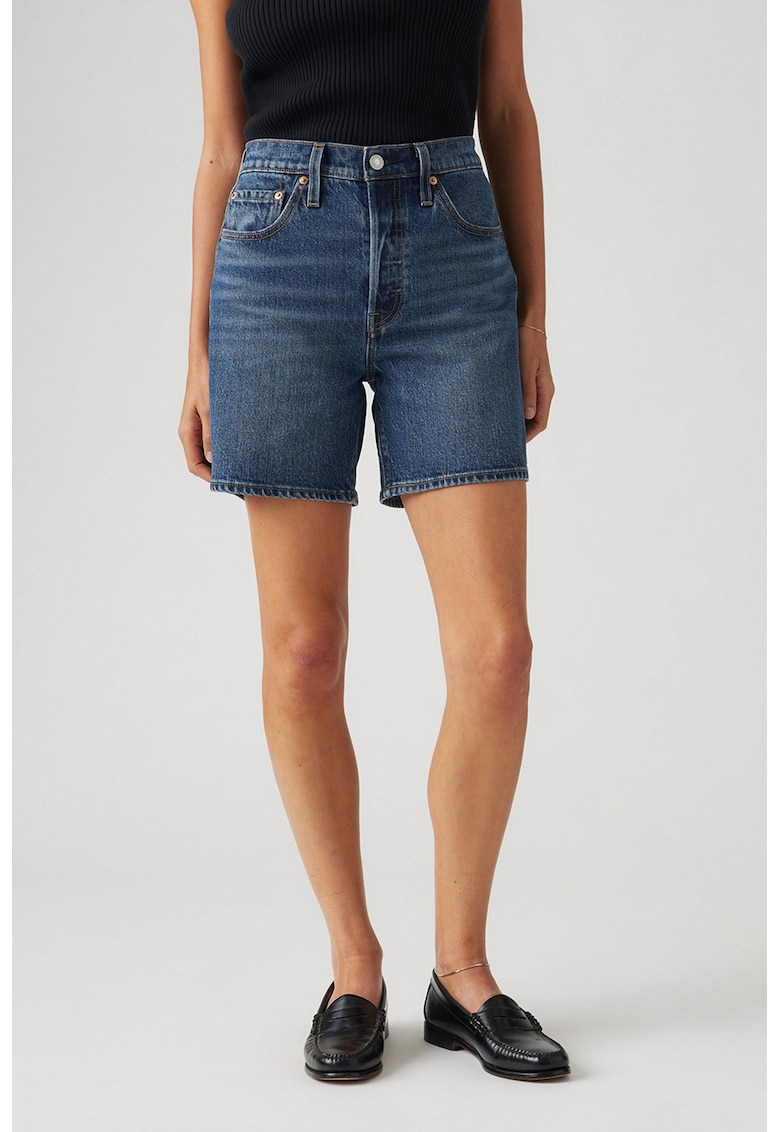 Къси дънки 501® с висока талия - Прашно синьо/Бледочервен/Светло бежово Levis