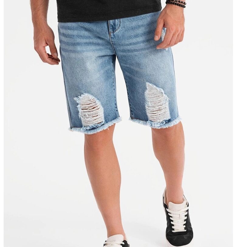 Къси дънки - Светлосин OMBRE