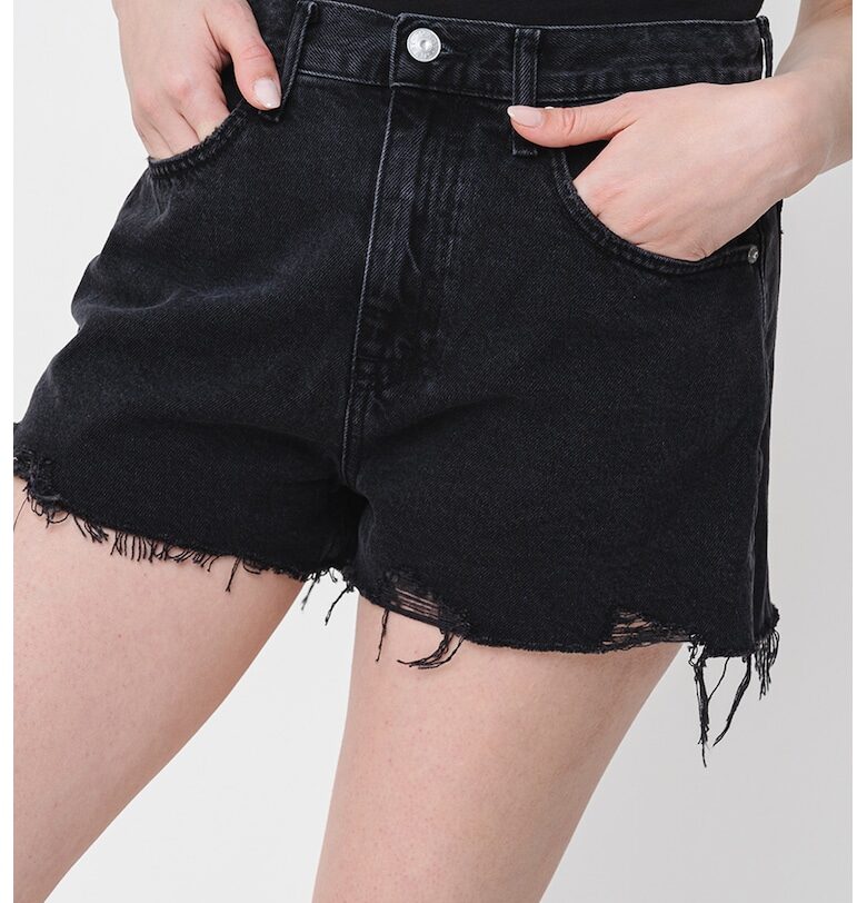 Къси дънки без подгъв - Избеляло черно Tommy Jeans