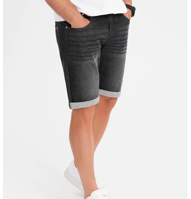 Къси дънки деграде - Черен OMBRE