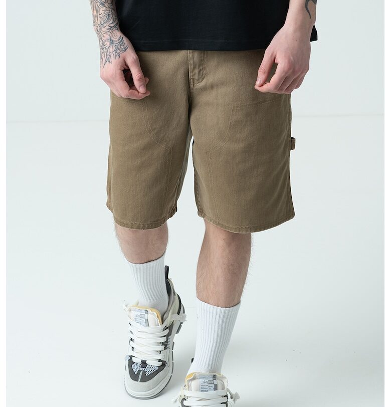 Къси дънки с лого - Светлокафяв Karl Kani