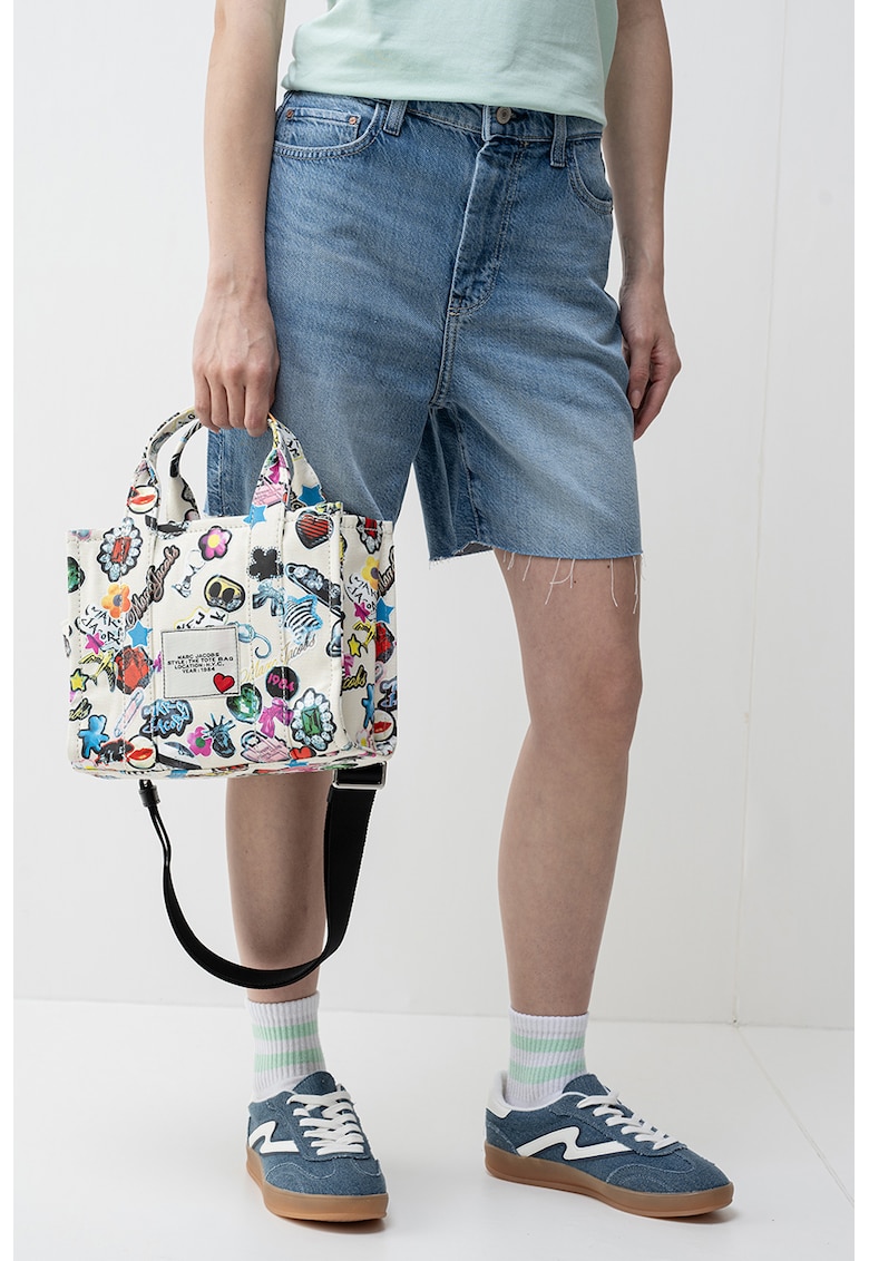 Къси дънки с незавършен подгъв - Син меланж GUESS