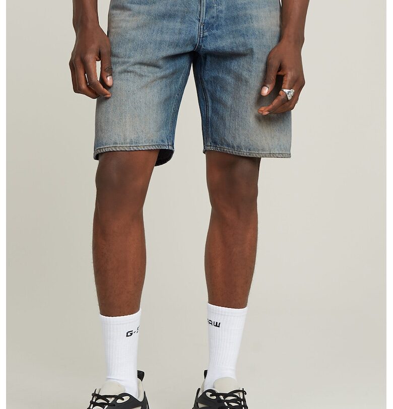 Къси дънки със захабен ефект - Слонова кост/Светлосин G-STAR