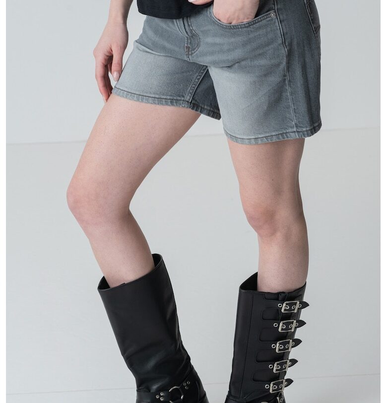 Къси дънки със средна талия - Светлосив меланж Pepe Jeans London