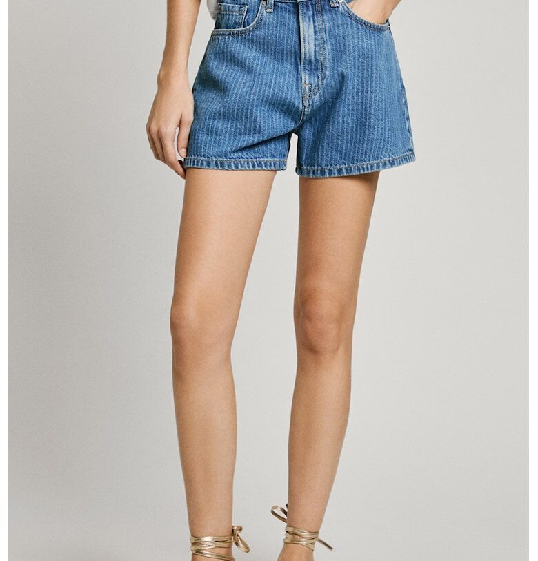 Къси раирани дънки - Син Pepe Jeans London