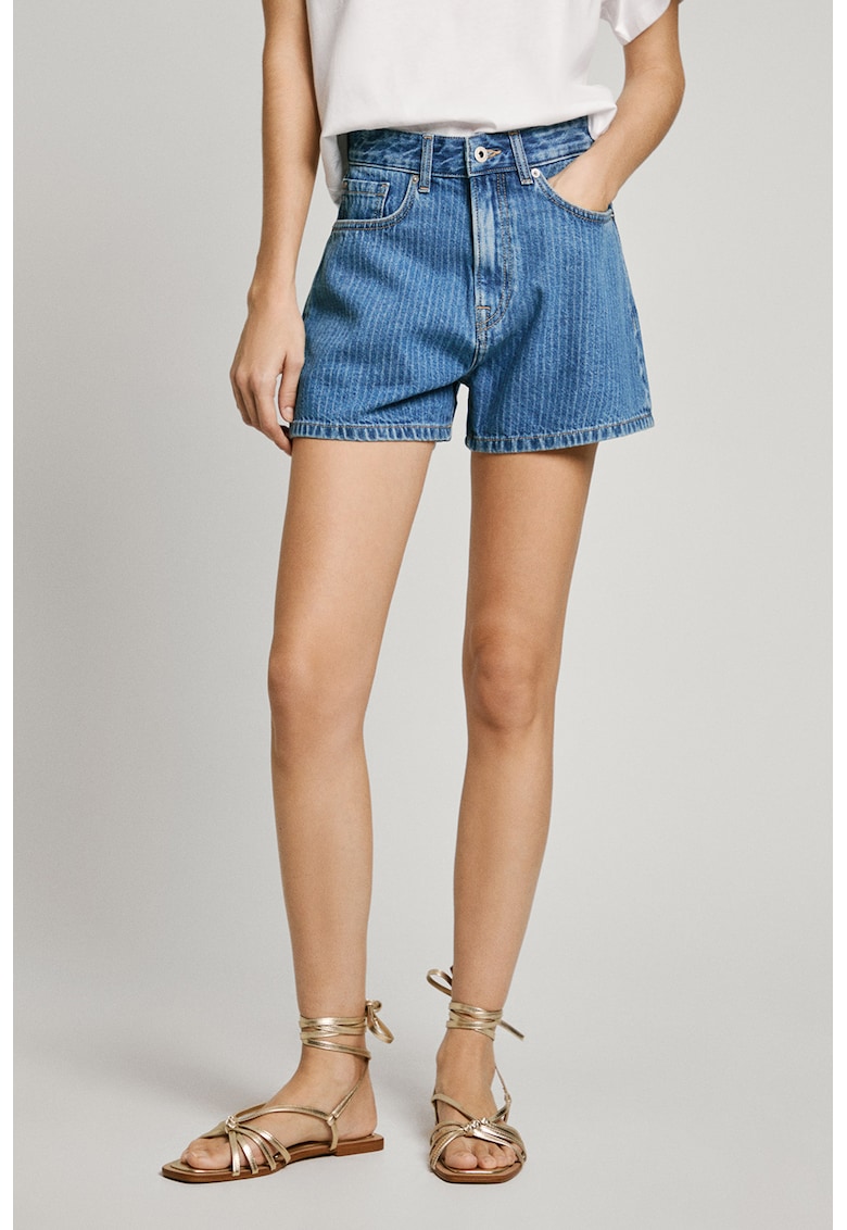 Къси раирани дънки - Син Pepe Jeans London