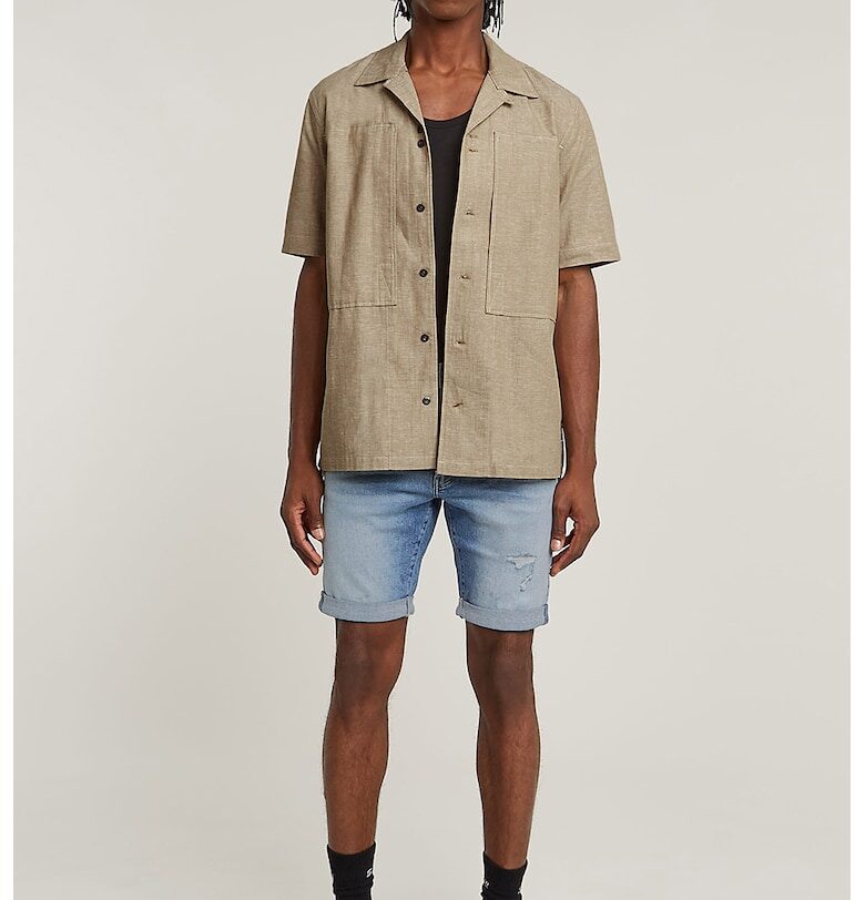 Къси слим дънки 3301 с лиосел - Светлосин G-STAR