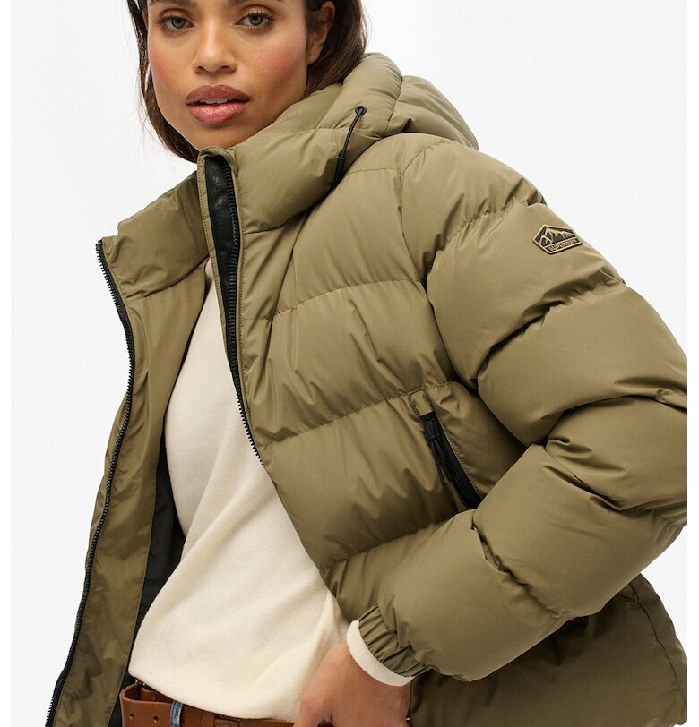 Късо бухнало яке с качулка - Бледозелен Superdry  Co