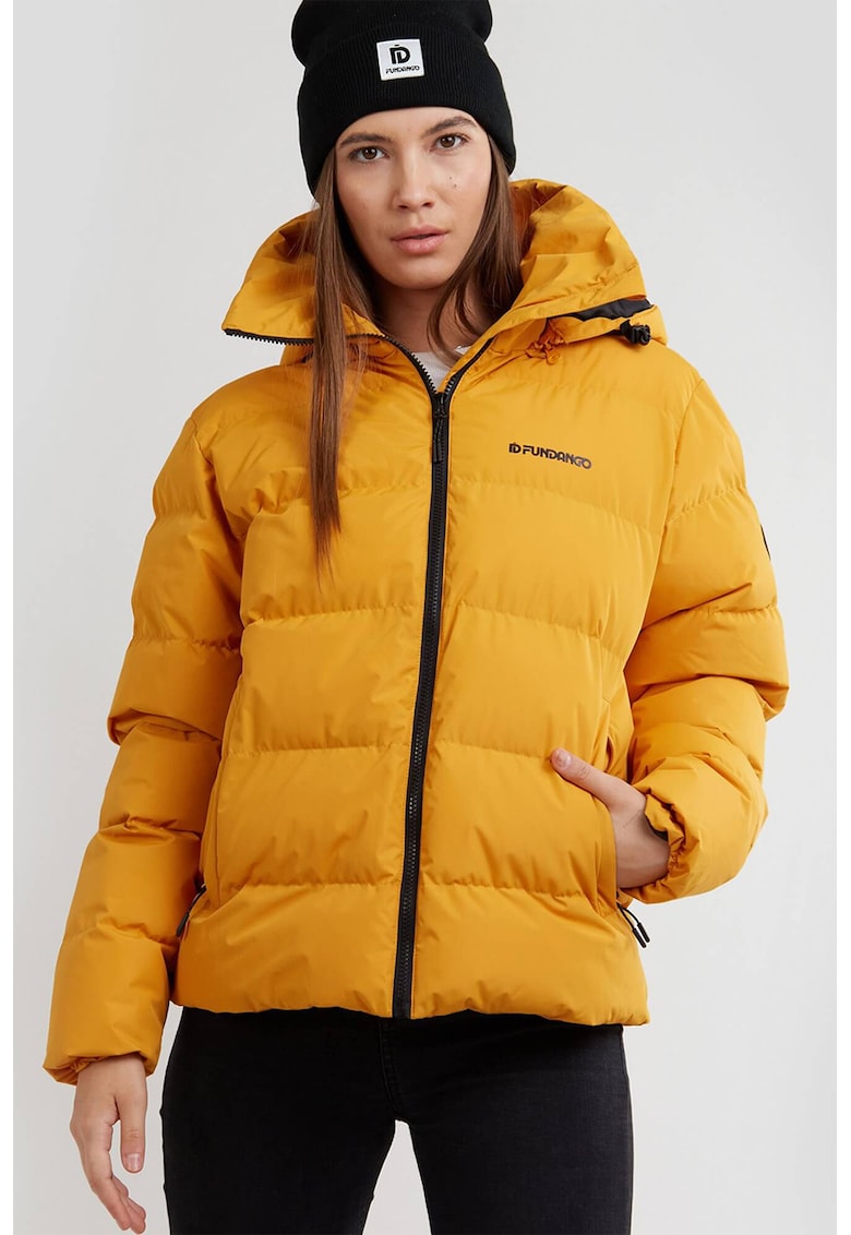Късо ватирано зимно яке Amber с отделяща се качулка - Тъмножълт Fundango