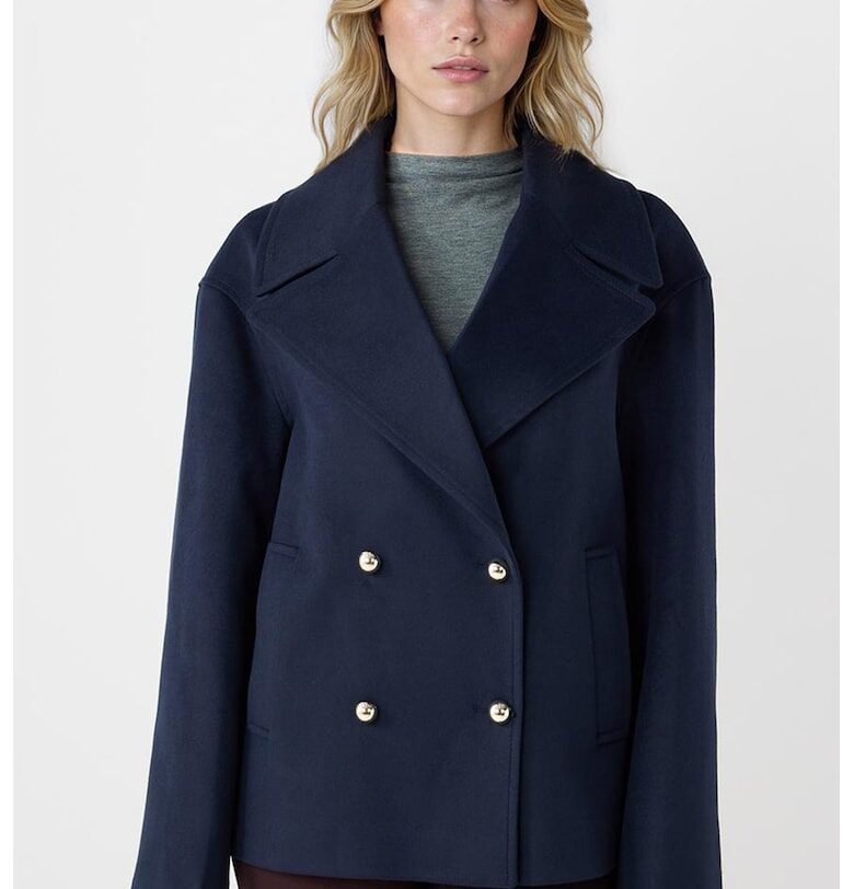 Късо двуредно палто - Тъмносин JIMMY KEY