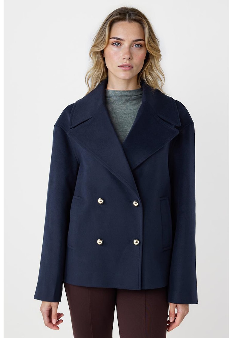 Късо двуредно палто - Тъмносин JIMMY KEY