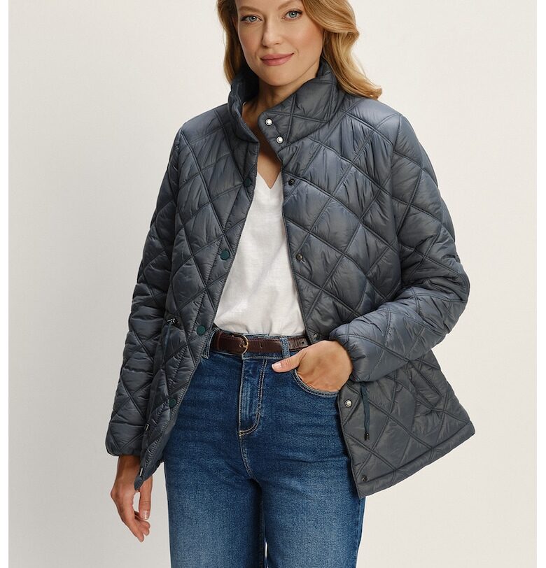 Късо зимно яке с висока яка - Прашно синьо GreenPoint