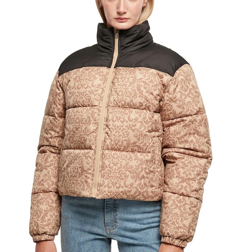 Късо зимно яке с висока яка - Черен/Бежов Urban Classics