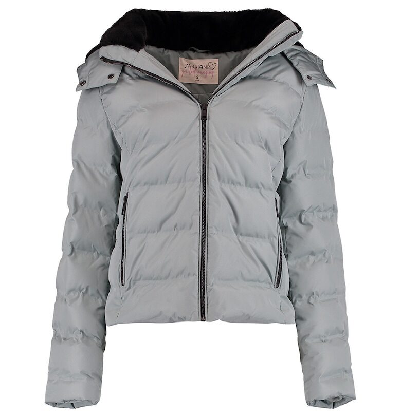 Късо зимно яке с качулка - Пепеляво сиво Zabaione