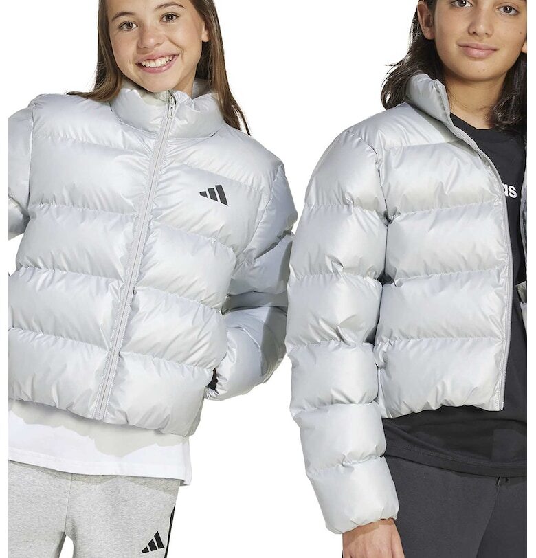 Късо капитоирано зимно яке със странични джобове - Сребрист adidas Sportswear