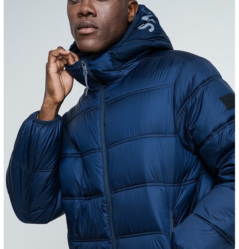 Късо капитонирано зимно яке с качулка - Тъмносин Tommy Jeans