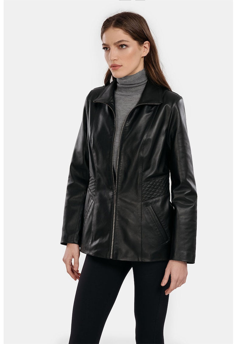 Късо кожено яке Liz - Черен Gerali