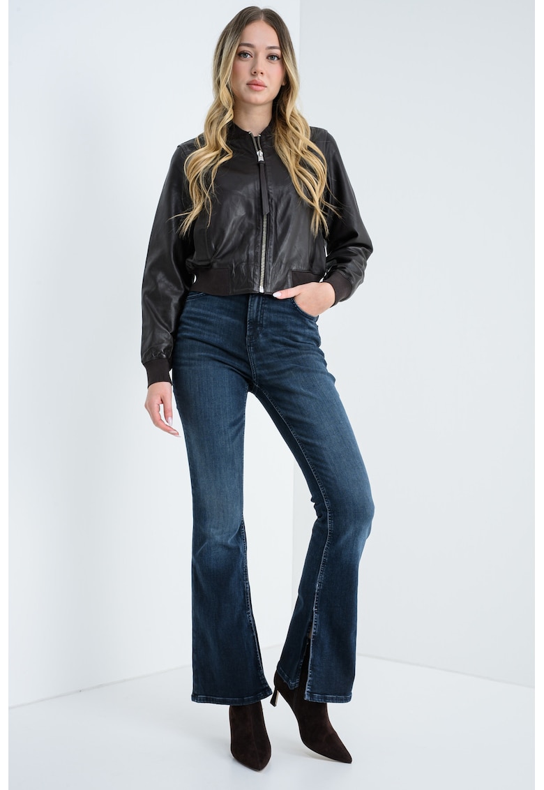 Късо кожено яке Orten - Тъмнокафяв AllSaints