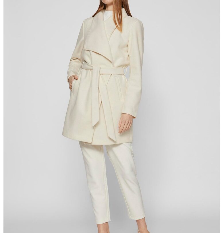 Късо палто Cooley със застъпен дизайн - Слонова кост Vila