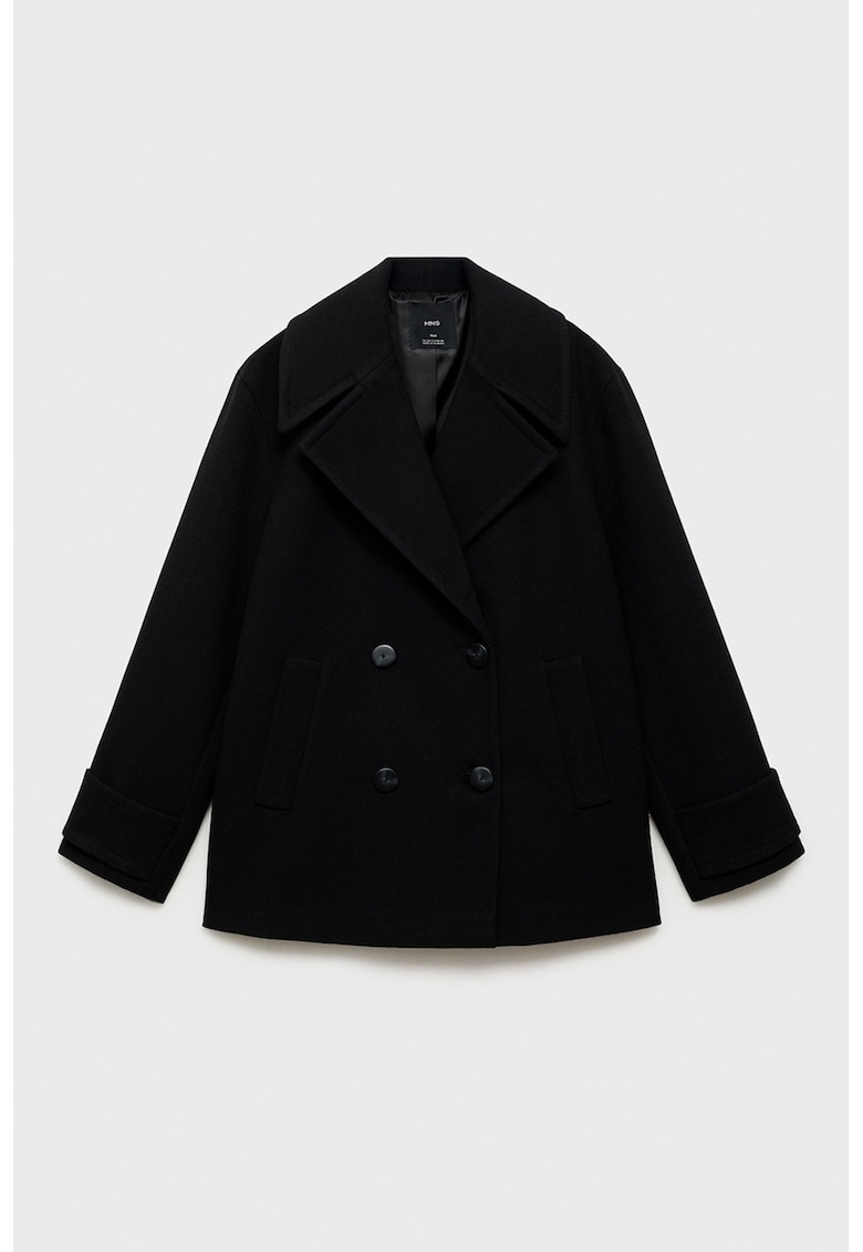 Късо палто с вълна - Черен Mango