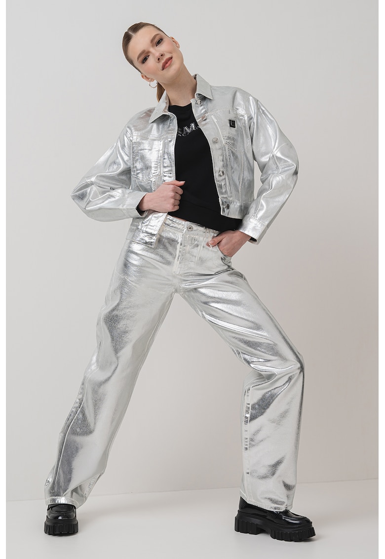 Късо памучно яке - Сребрист ARMANI EXCHANGE