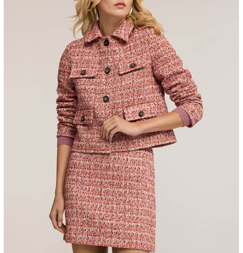 Късо сако от туид - Розов меланж/Праскова Motivi