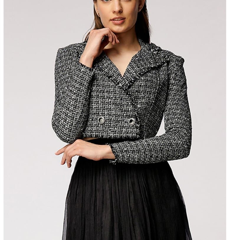 Късо сако от туид - Черен AVENUE No29