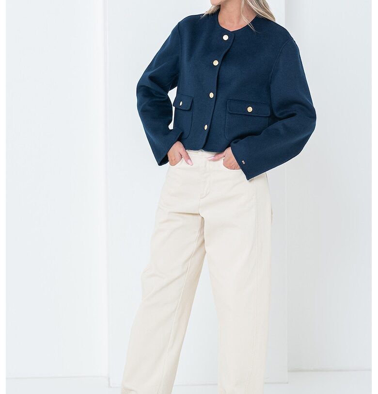 Късо сако с вълна - Индигово синьо Tommy Hilfiger