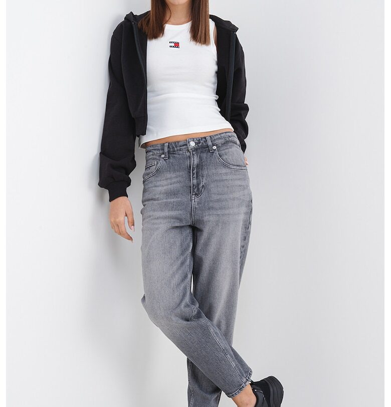 Късо свободно худи с къс цип - Черен Tommy Jeans