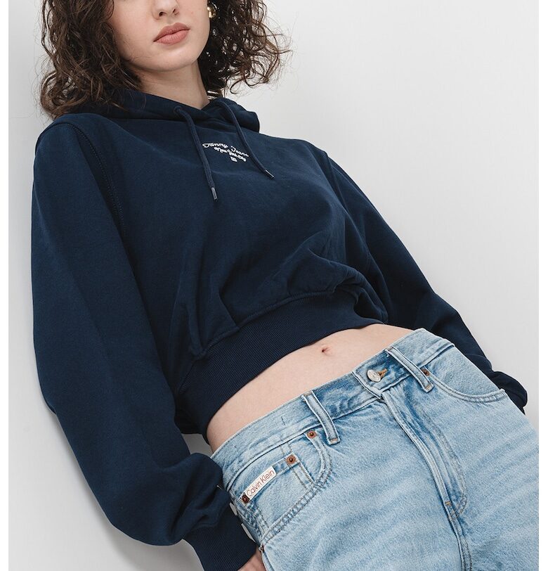 Късо худи Essential с лого - Ултрамарин синьо Tommy Jeans