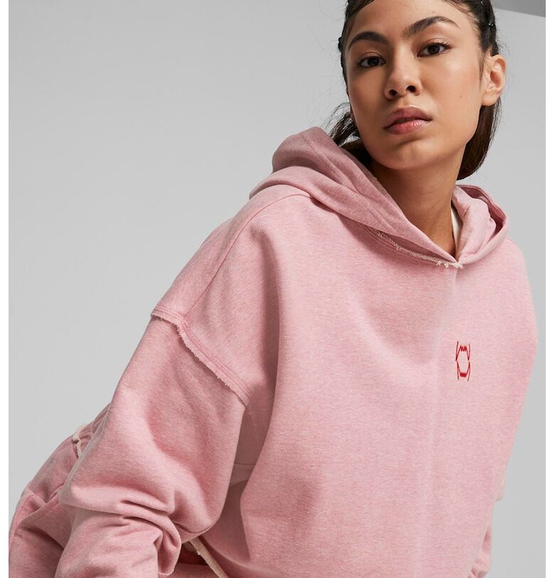 Късо худи Plant Dye Pivot с паднали ръкави - Пастелнорозов Puma